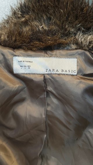 Abrigo de pelo sintético Zara Basic marrón/mordoré