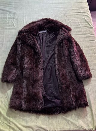 Abrigo de pelo sintético Zara Basic marrón/mordoré