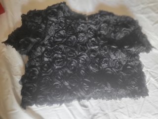 Top fiesta mujer flores negro