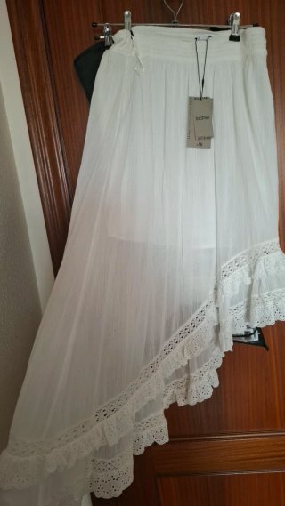 Falda Ibicenca Blanca Volantes Encaje