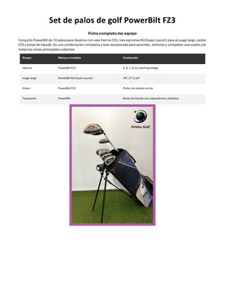 Set de Palos de Golf POWERBILT FZ3