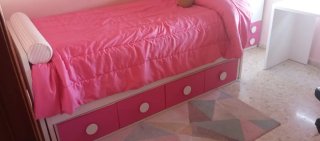 Cama nido armario rosa y blanco escritorio