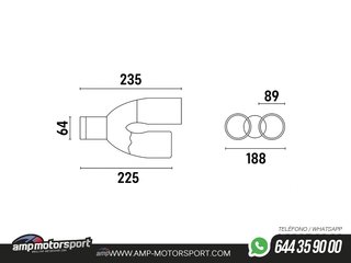 COLA DE ESCAPE INOX DE DOBLE SALIDA REDONDA 89MM - IZQUIERDA
