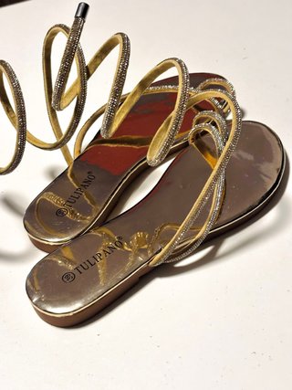 Sandalias Tulipano Mujer Talla 39 Doradas