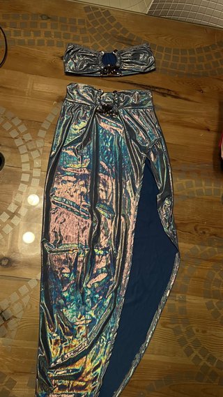 Conjunto Top y Falda Plateada