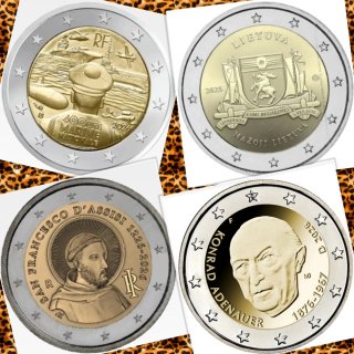 LOTE 10. 4 MONEDAS DE 2 EUROS SIN CIRCULAR