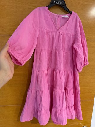 Vestido rosa volantes zara