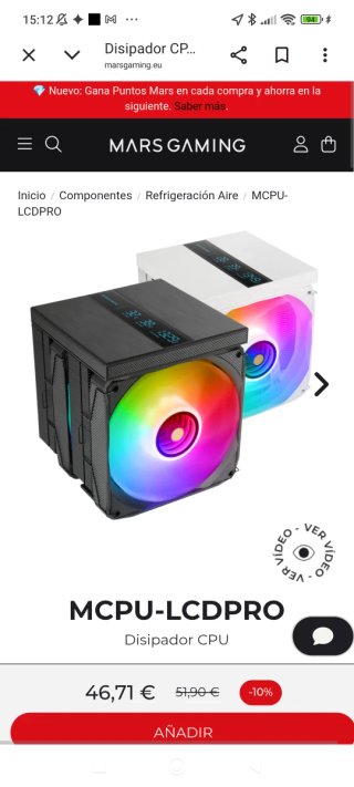 Mars Gaming MCPU-LCDPRO Disipador CPU Doble Torre