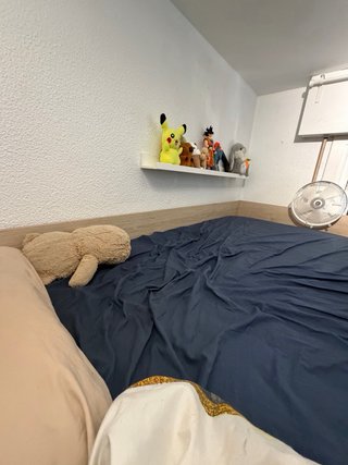 Cama alta con escritorio y armario