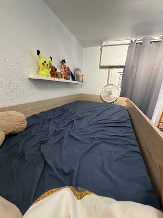 Cama alta con escritorio y armario