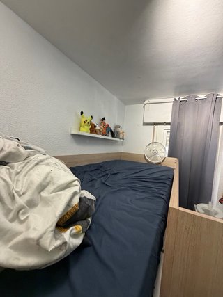 Cama alta con escritorio y armario