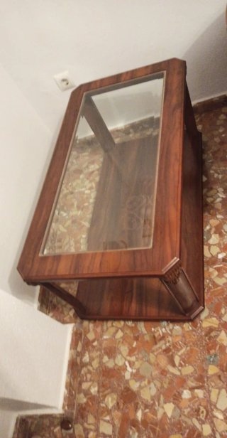Mesita de centro madera y cristal