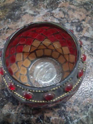 Pote pequeno vintage vidro vermelho