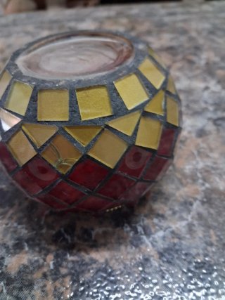Pote pequeno vintage vidro vermelho