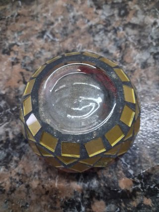Pote pequeno vintage vidro vermelho