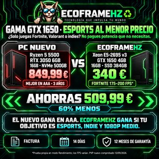 PC GAMER NVIDIA GTX 1650, 14 NUCLEOS, GARANTIA 12M
