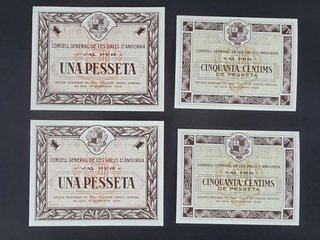Andorra 1 Pesetas y 50 Céntimos 1936 Correlativos