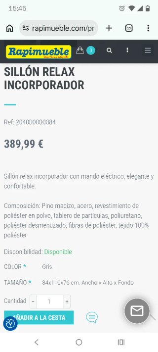 Sillón eléctrico Rapimueble gris