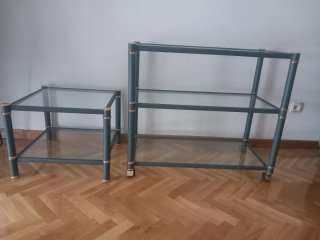 Mesa centro y camarera cristal y metal