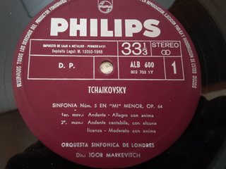 Tchaikovsky Sinfonía 5 Markevitch Philips LP