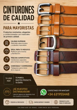 Cinturón de cuero naranja hecho a mano