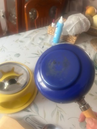 Set Fondue Vintage Azul y Amarillo