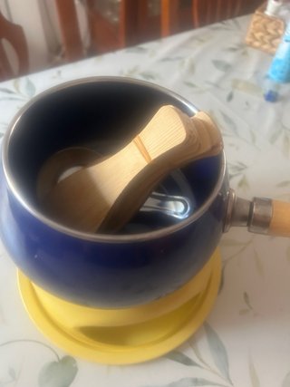 Set Fondue Vintage Azul y Amarillo