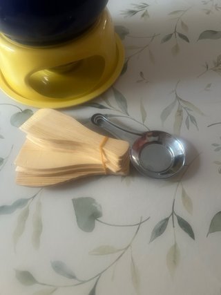 Set Fondue Vintage Azul y Amarillo