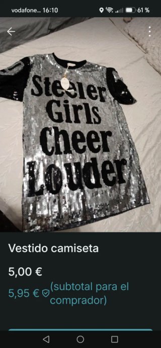 Vestido camiseta lentejuelas Steeler Girls