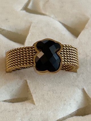 Anillo Dorado Oso Negro Talla 17