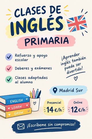 Clases de Inglés para Primaria | Madrid Sur 🇬🇧