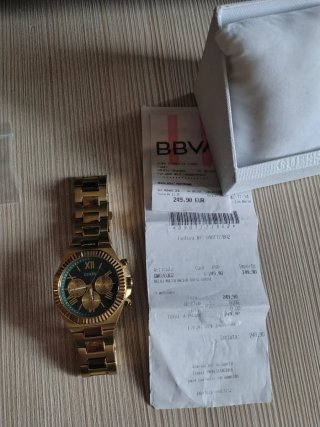 Reloj Guess Equity Hombre Dorado Esfera Verde GW07