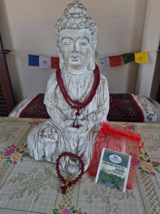 Mala tibetano e braccialetto cinabro rosso
