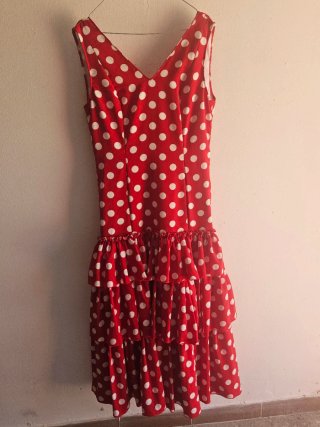 Vestido Flamenca Lunares Rojo y Blanco