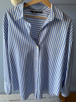 Camisa Zara Rayas Azul y Blanco, 1 puesta