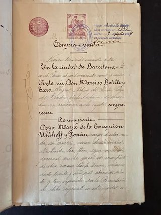Escritura Compra-venta 1929. Muchos sellos.