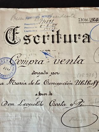Escritura Compra-venta 1929. Muchos sellos.