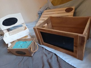 Lote Cajas Madera Decorativas y Mini Palet