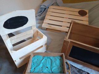 Lote Cajas Madera Decorativas y Mini Palet