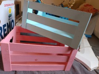 Lote Cajas Madera Decorativas y Mini Palet