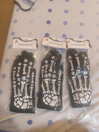 Conjunto de guantes con diseño de esqueleto.adulto