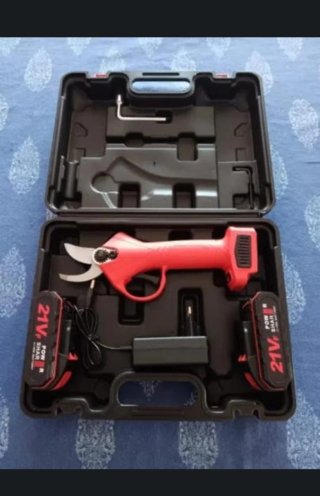 Tijeras de podar a batería rojas