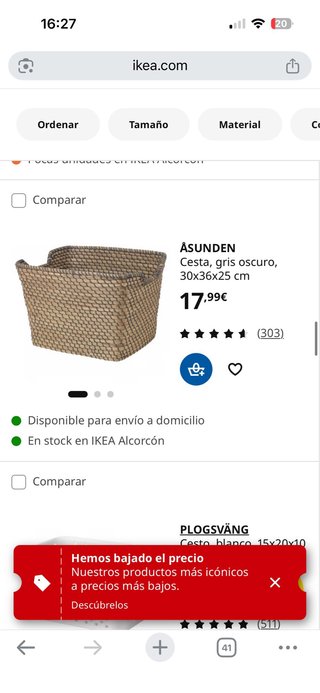 Cesto de mimbre ikea