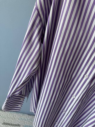 Camisa Zara Rayas Morado/Blanco Talla S, oversize