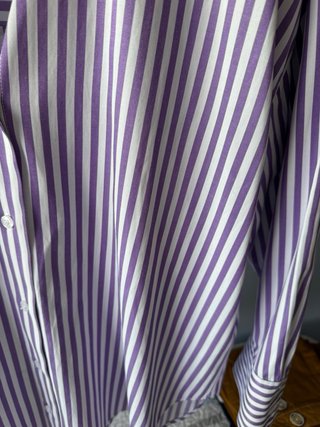 Camisa Zara Rayas Morado/Blanco Talla S, oversize