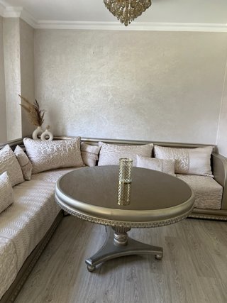 Sofá árabe marroquí beige + mesa de centro
