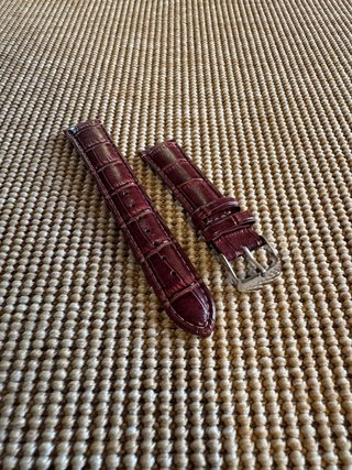 Correa de reloj 20mm piel reptil burdeos
