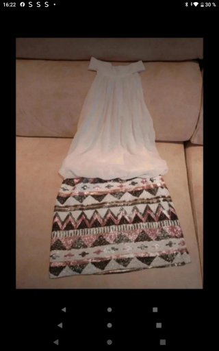 Vestido Kira mini gasa y falda lentejuelas .T.M