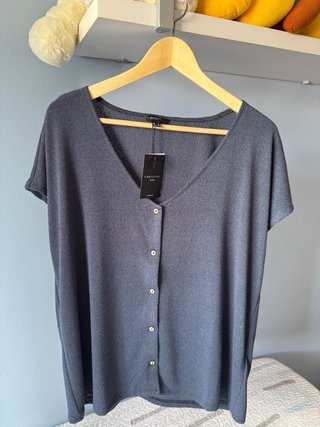 Camisa Cortefiel Talla XL Botones azul marino