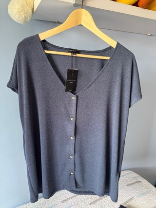 Camisa Cortefiel Talla XL Botones azul marino